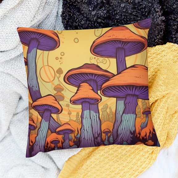 PRATYUS Psychedelic Funk Art Mushroom Pillow Case for Sofa Couch 18x18in