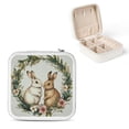 thumbnail image 1 of PRATYUS Rabbit Flowers Wreath Jewelry Box for Women - Small Travel Case White, 1 of 5