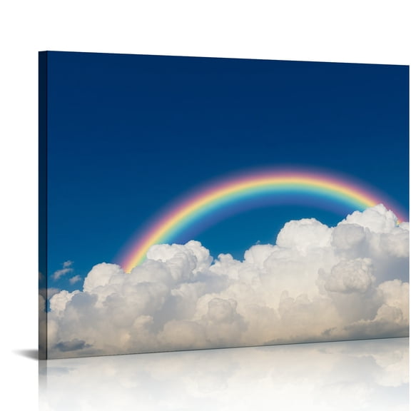 PRATYUS Rainbow Clouds Sky Canvas Prints Wall Art Ready To Hang 20x16in
