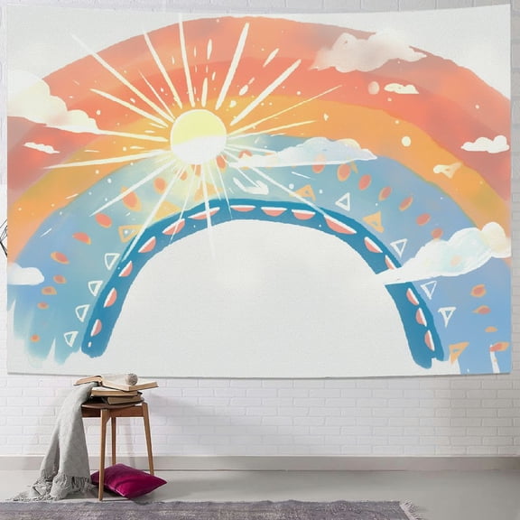 PRATYUS Rainbow Decor Tapestry, Bohemian Colorful Rainbow Tapestry Wall Hanging for Classroom Kids Girls Bedroom Aesthetic, Retro Pastel Tapestries Poster Blanket College Dorm Home Decor  40x30inch