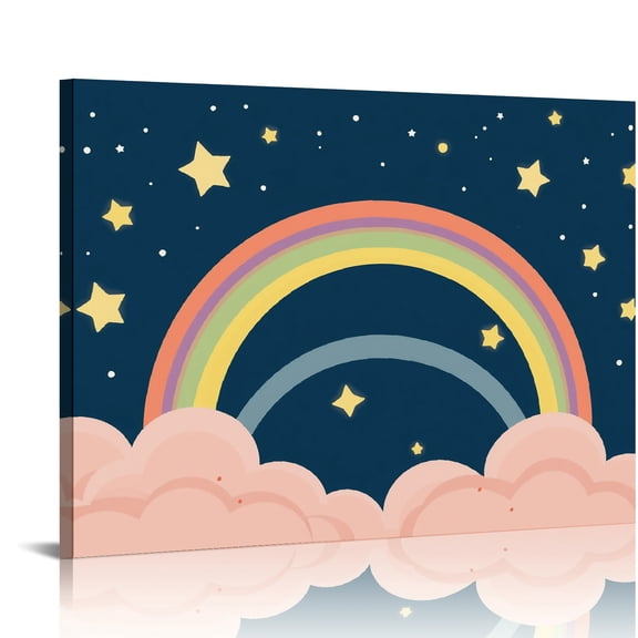 PRATYUS Rainbow Stars Cloud Canvas Print Wall Art Decor 16x20 16x12in