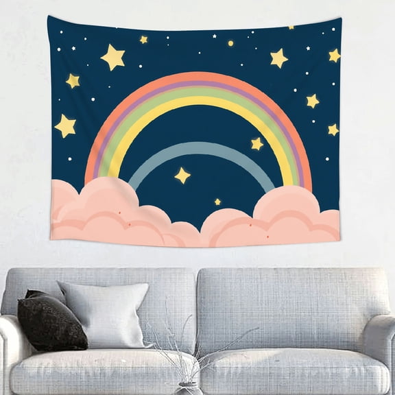 PRATYUS Rainbow Stars Cloud Home Wall Tapestry Art 100% Polyester 40*30in