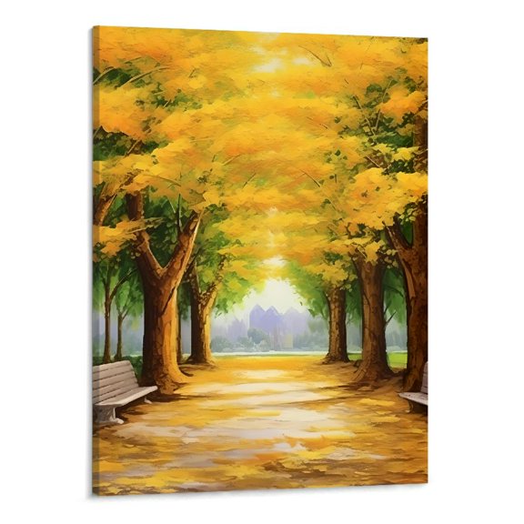 PRATYUS Ready to Hang Canvas Wall Art Picture 16x20in for Living Room Bedroom Fall Decor Autumn Woods 16x20in