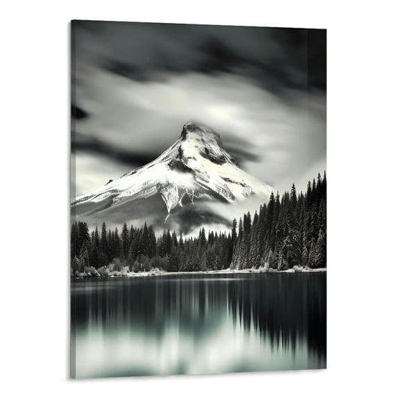 PRATYUS Ready to Hang Fall Decor Black and White Lake Range Canvas Wall Art Picture 16x20in for Living Room Bedroom 16x20in
