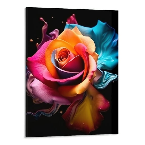 PRATYUS Ready to Hang Fall Decor Graffiti Rose Canvas Wall Art Picture 16x20in for Living Room Bedroom 16x20in