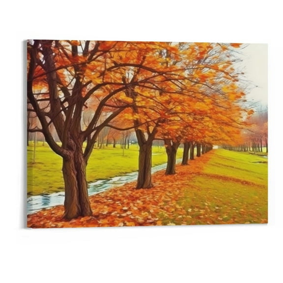 PRATYUS Ready to Hang Fall Decor Landscape Color Tree Canvas Wall Art Picture 20x16in
