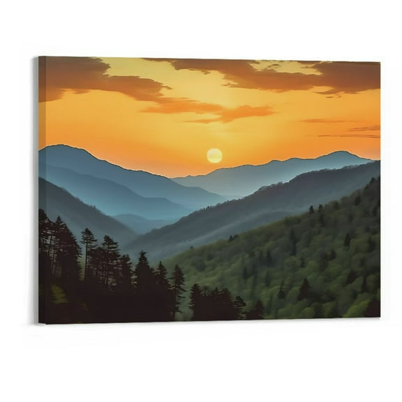 PRATYUS Ready to Hang Fall Decor Sunset Scenery Canvas Wall Art Picture 20x16in for Living Room Bedroom 20x16in