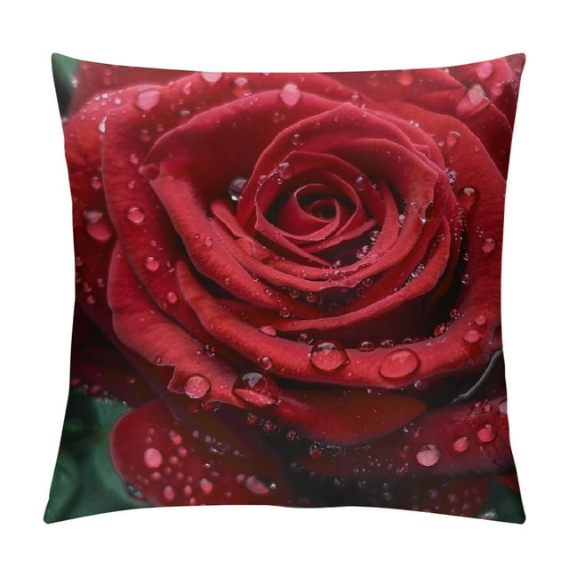 PRATYUS Red Rose Pillow Cover ,Decorative Couch Pillow Cover for Sofa,Cushion Case Indoor