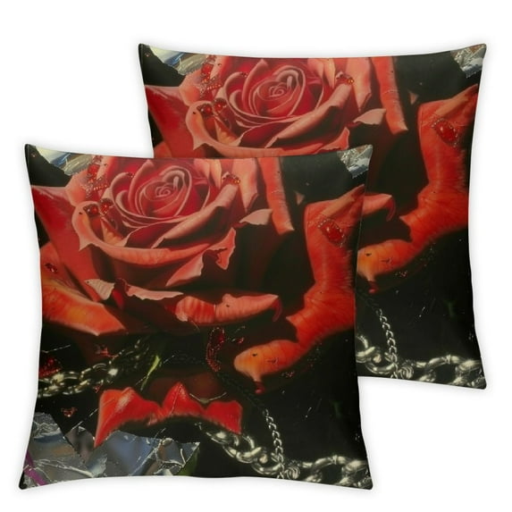 PRATYUS Red Rose Pillow Cover for Valentine's Day,Flying Butterfly Throw Pillow Cover for Women Couple Lovers,Romantic Diamond Cushion Geometric Abstract Art Decorative Accent Pillow Case White