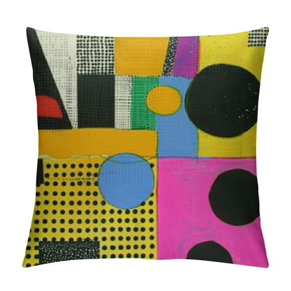 PRATYUS Retro 80s 90s Pillow Covers Square Throw Pillowcase for Couch Sofa Home Bedroom Decor 12x12in