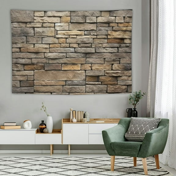 PRATYUS Retro Brick Stone Tapestry, Vintage Stone Rock Wall Tapestry Backdrop, Grunge Rustic Outdoor Stone Gray Aesthetic Tapestry Wall Hanging Bedroom Living Room Dorm Ceiling, 60X40In 60x40in