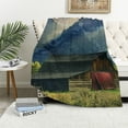 thumbnail image 1 of PRATYUS Rustic Throw Blanket, Moulton Barn and Teton Mountain Range in Grand Teton National Park Wyoming, Flannel Accent Piece Soft Couch Cover for Adults, Brown Green 50x60in, 1 of 6