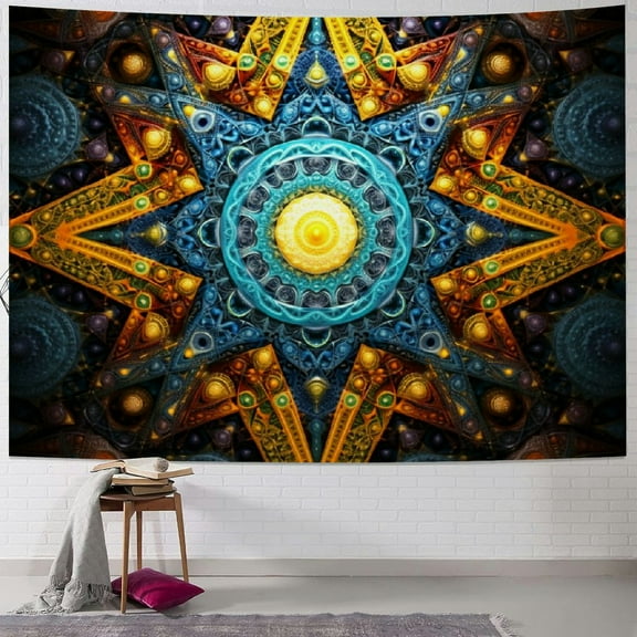 PRATYUS Sacred Geometry Tapestry, Flower of Life Wall Hanging, Sacred Geometry Art, Psychedelic Wall Art, Equilibrium 40x30inch
