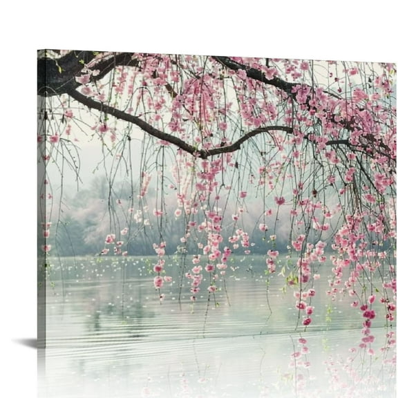 PRATYUS Sakura Festival Japan Pink Cherry Blossoms Poster Canvas Picture Printing Wall Art Decoration Posters Aesthetic Living Room Bedroom Home Background Wall Decor 16x12in