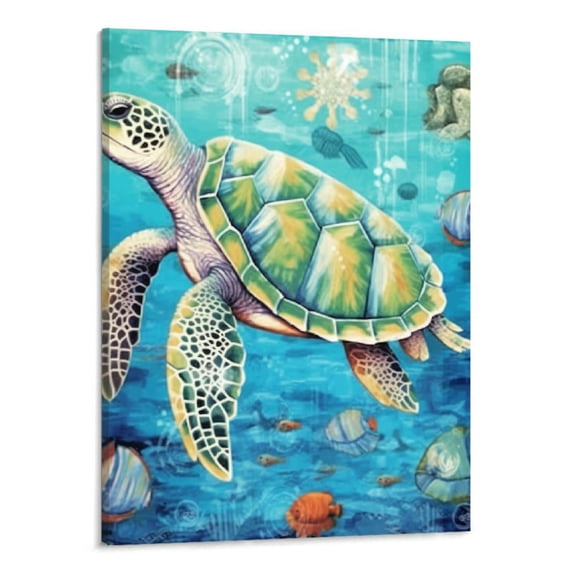 PRATYUS Sea Turtle Canvas Wall Art Picture 16x20in for Living Room Bedroom 16x20in