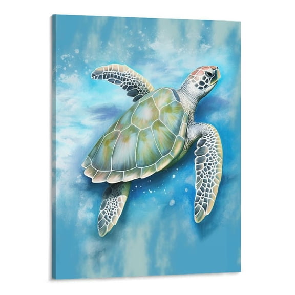 PRATYUS Sea Turtle Canvas Wall Art Picture 16x20in for Living Room Bedroom 16x20in
