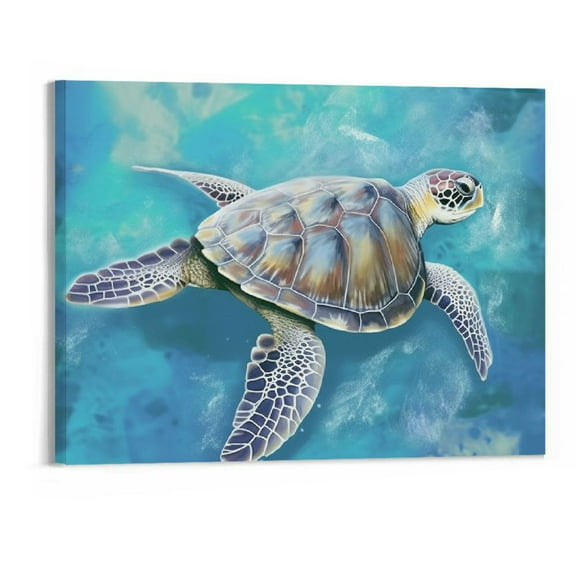 PRATYUS Sea Turtle Canvas Wall Art Picture 20x16in for Living Room Bedroom 20x16in