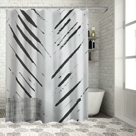 PRATYUS Shower Curtain Herringbone Fabric Shower Curtain Zig Zag Inky Chevron Farmhouse Shower Curtain Zigzag Modern Shower Curtain for Bathroom Waterproof Hooks Included 69x72