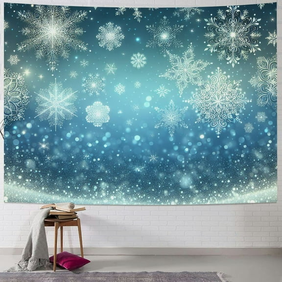 PRATYUS Snowflakes Tapestry Wall Hanging Christmas Decoration Dorm Room Decor Short Plush Fabric Lightweight Easy to Hang 40x30inch