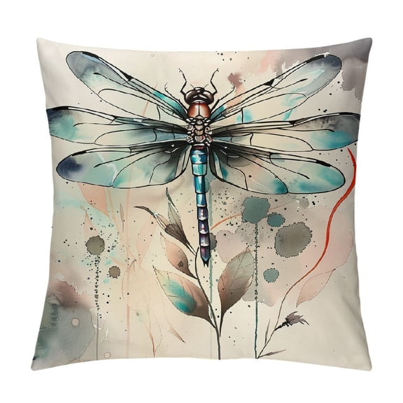 PRATYUS Soft and Durable Pillow Covers Dragonfly Throw Pillows, Watercolor Dragonfly Outdoor Pillowcase Insect Nature Cushion Case Decor for Home Sofa Couch Bed White
