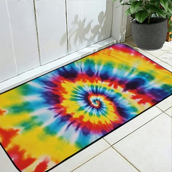 PRATYUS Spiral Design Throw Mat Non-Slip Durable Entrance Mat Felt Burlap Floor Mat for Indoor Outdoor Entryway Home Decor 19.68*47.24 in