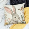 thumbnail image 1 of PRATYUS Spring Easter Pillow Covers Pink Flower Bunny Throw Pillow Covers Easter Floral Rabbit Outdoor Pillow Cases Linen Cushion Covers for Couch Sofa Bedroom Easter Decorations 20x20in, 1 of 5