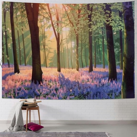 PRATYUS Spring Morning Sunlight Through Green Trees Tapestry Home Decor ChloropLastid Forest Sunshine Nature Landscape Aesthetic Tapestry Wall Hanging Decor for Room Multi Size Painting
