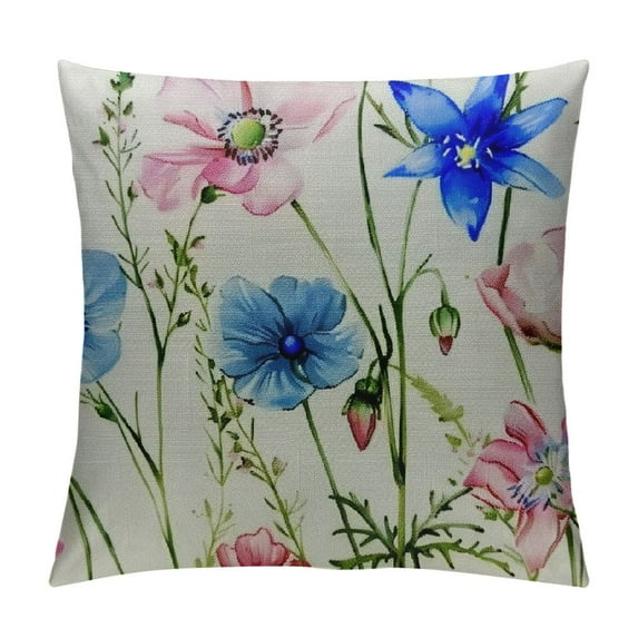 PRATYUS Spring Pillow Covers Lumbar for Sofa Home Decor, Farmhouse Decorations Pink Floral Pillow Covers Dragonfly with Violet and Purple Bells Spring Outdoor Pillow Covers 12x12in