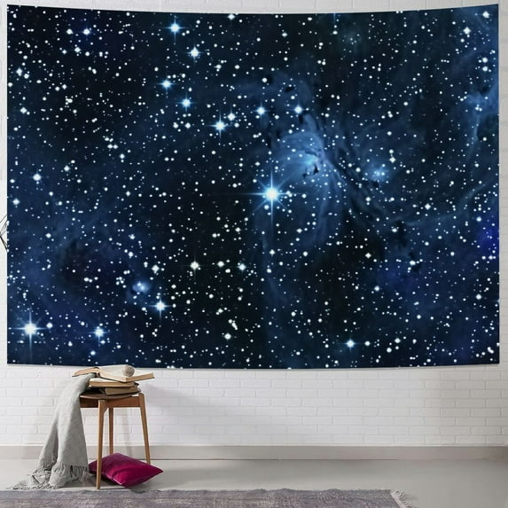 PRATYUS Star Tapestry Wall Hanging, Night Sky Dark Blue Cosmic Starry Fantasy Galaxy Universe Texture Artwork Decor Tapestries, Wall Tapestry for Bedroom Living Room Dorm Painting
