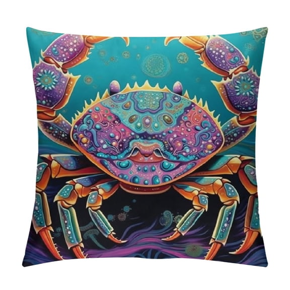 PRATYUS Summer Ocean Theme Pillow Covers Beach House Decor Crabs Cushion Covers Pillows Decorative Throw Pillows Farmhouse Decorations Square Cushion Cover Case 18x18in