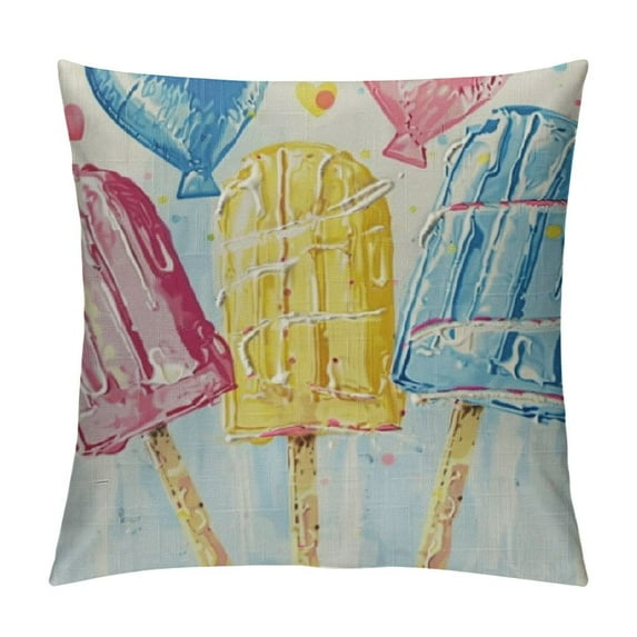 PRATYUS Summer Pillow Covers Summer Popsicle Pillows Covers Summer Farmhouse Cushion Case Decor for Sofa Couch 24x24in