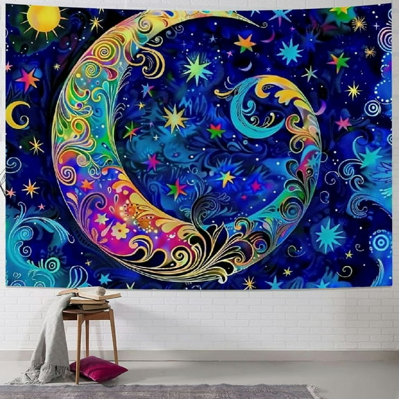 PRATYUS  Sun and Moon Tapestry Trippy Boho Tapestries Mandala Floral Plant Tapestry Hippie Tapestry Psychedelic Aesthetic Tapestry Wall Hanging for Bedroom 40x30inch