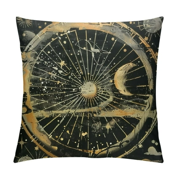 PRATYUS Sun Moon Throw Pillow Covers Exotic Pillow Cases Cushion Covers for Bedroom Solar System Decor Decorative Throw Pillowcases Bohemian Astrology Space Black Cushion Cases 12x12in