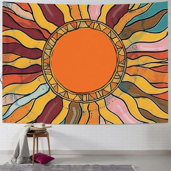 PRATYUS Sun Tapestry Wall Hanging, Retro 60s 70s Tapestries for Bedroom, Vintage Colorful Bohemia Sun Tapestry Wall Decor Art Rainbow Tapestry for Living Room College Dorm 60x50inch