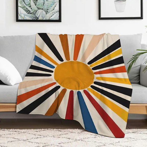 PRATYUS Sunburst Colors Abstract Art Flannel Cozy Blanket Gift 40x50in