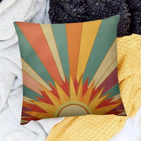PRATYUS Sunburst Colors Art Deco Throw Pillow Cover for Sofa Couch 18x18in