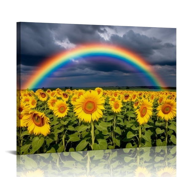 PRATYUS Sunflower Field Canvas Prints Wall Art Modern Decor for Home and Office - Ready To Hang 16x12in