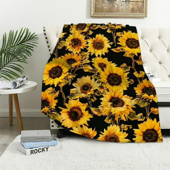PRATYUS Sunflower Gifts Blanket for Women Girls, Sunflowers Decor Gifts for Sunflower Lovers Adult Kids, Christmas Birthday Day Sunflower Throw Decor for Home Bed Couch