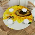 PRATYUS Sunflower Tablecloth Round, Yellow Spring Summer Floral Table