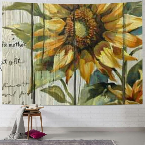 PRATYUS  Sunflower Tapestry Farmhouse Floral Floral Christian Faith Rustic Wooden Wall Hanging Bedroom Dorm Decor Painting