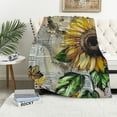 thumbnail image 1 of PRATYUS Sunflower Throw Blanket Gifts for Girls, Watercolor Farm Sunflower Soft Cozy Flannel Blanket for Kids Bedroom, Newspaper Fuzzy Blanket for Women Couch Bed Sofa Decor 40x50in, 1 of 6