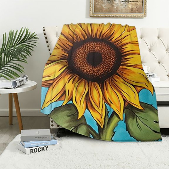 PRATYUS Sunflower Throw Blankets Cozy Soft Fuzzy Plush Home Decor All Seasons Long-Lasting Blanket 60x80in