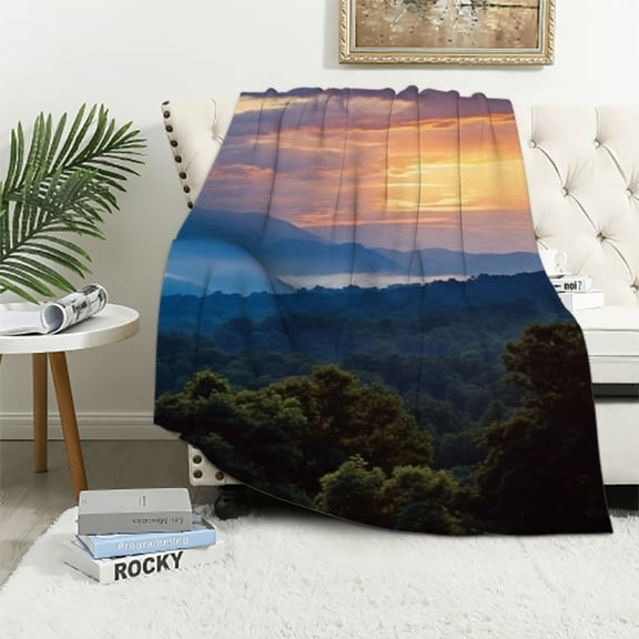 PRATYUS Sunset Clouds Mountain Cozy Throw Blanket for Bedroom Living Rooms Sofa Couch All Seasons Gifts 60x80in