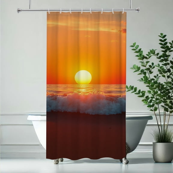 PRATYUS Sunset Surfboarding Waterproof Printed Shower Curtain for Home Bathrooms 90x180cm