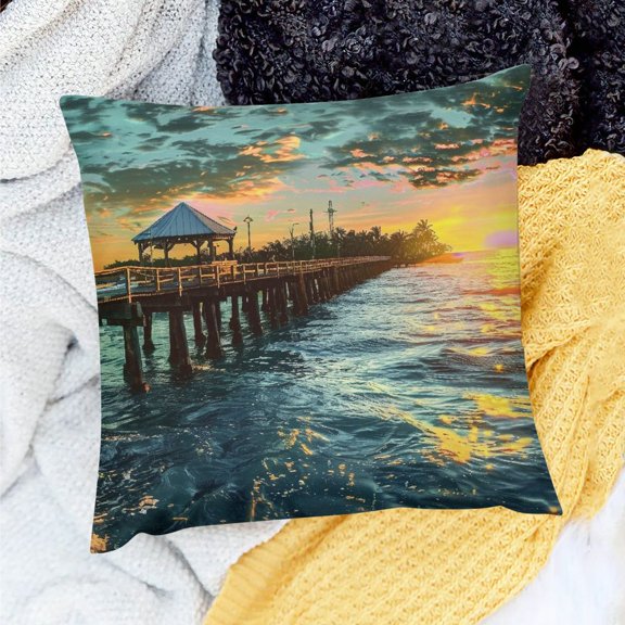 PRATYUS Sunset Throw Pillow Cover for Home Sofa Couch Decoration 18x18in