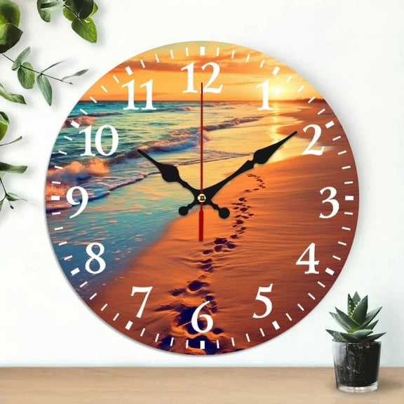 PRATYUS Sunset Wall Clock 10 Inch Silent Mechanical Movement Decor 10x10in