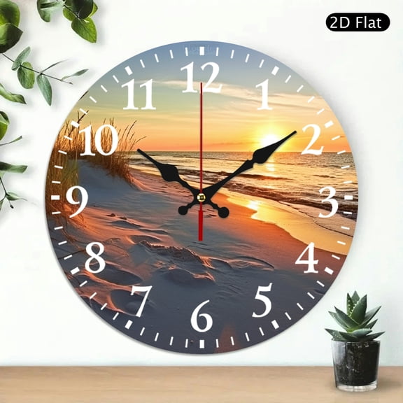 PRATYUS Sunset Water Beach Wall Clock 10 Inch Frameless Decor 10x10in