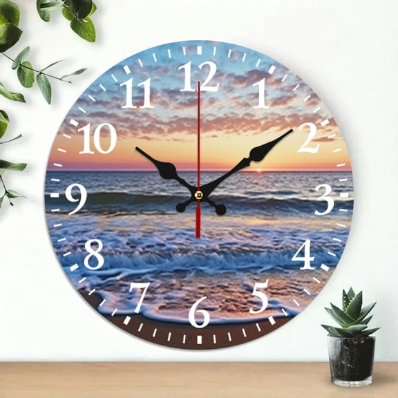 PRATYUS Sunset Waves Clouds Wall Clock 10 Inch Silent Decor 10x10in