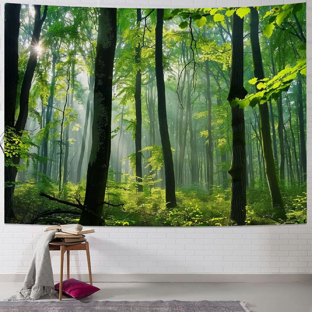 PRATYUS Sunshine Nature Misty Foggy Forest Tapestry For Bedroom ...