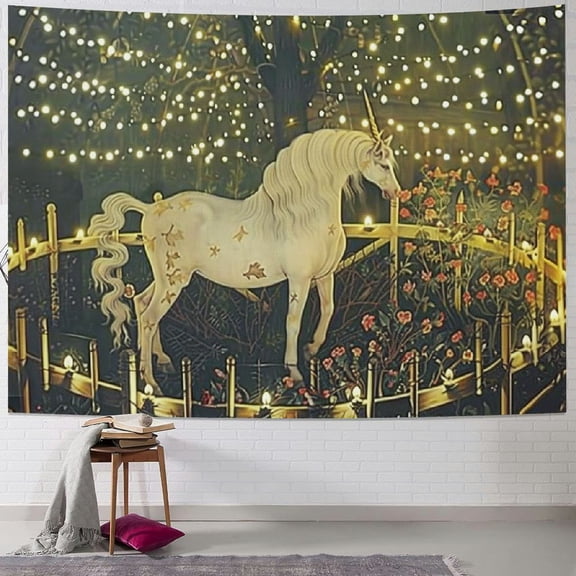 PRATYUS Tapestry Artwork Wall Hanging Medieval Vintage Hunting Unicorn Captivity Him Her Home Decor Tapestries Mattress Tablecloth Curtain Print 40x30inch